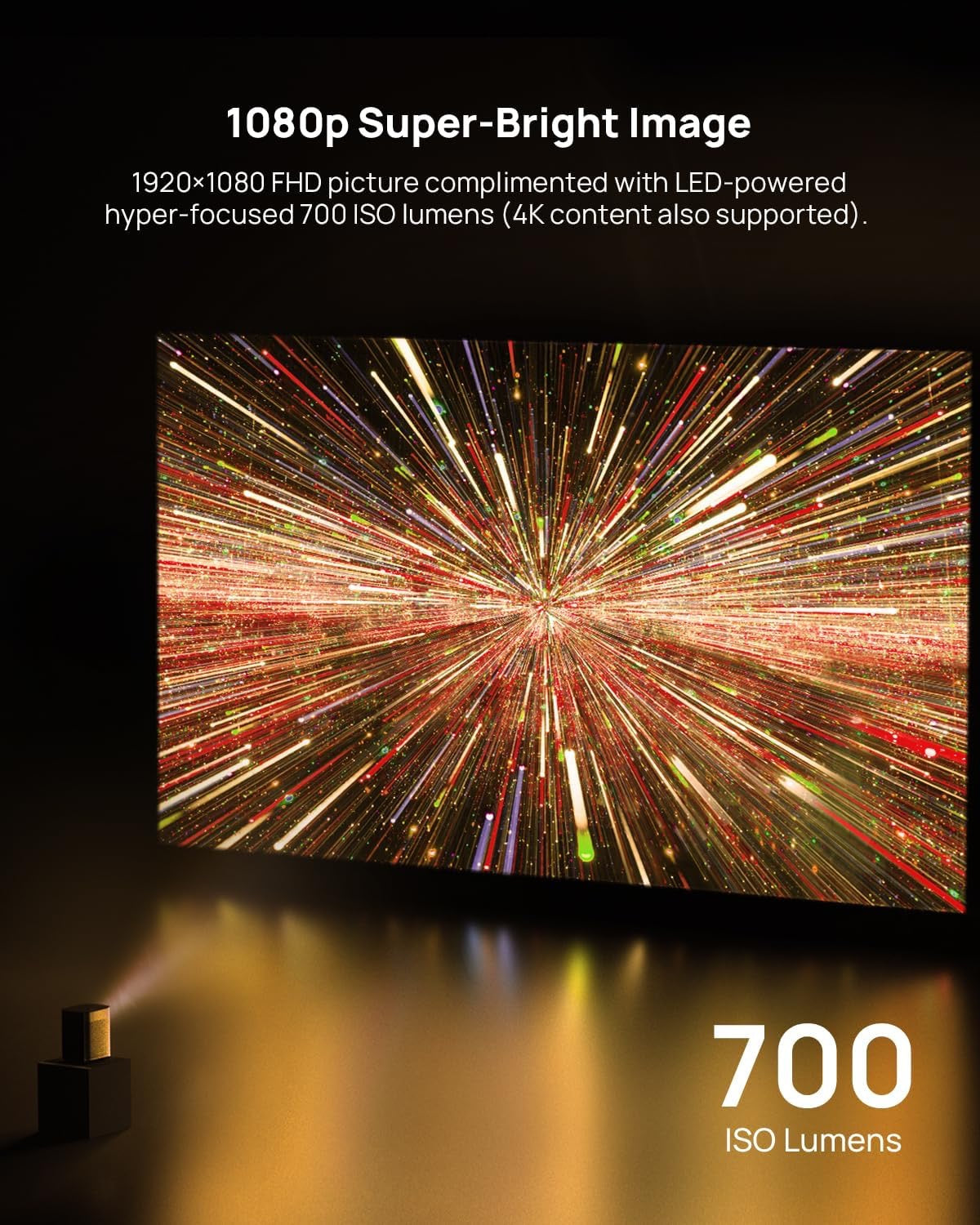 XGIMI Halo+ 1080P Portable Projector | 700 ISO Lumens Smart Projector with Harman Kardon Speakers