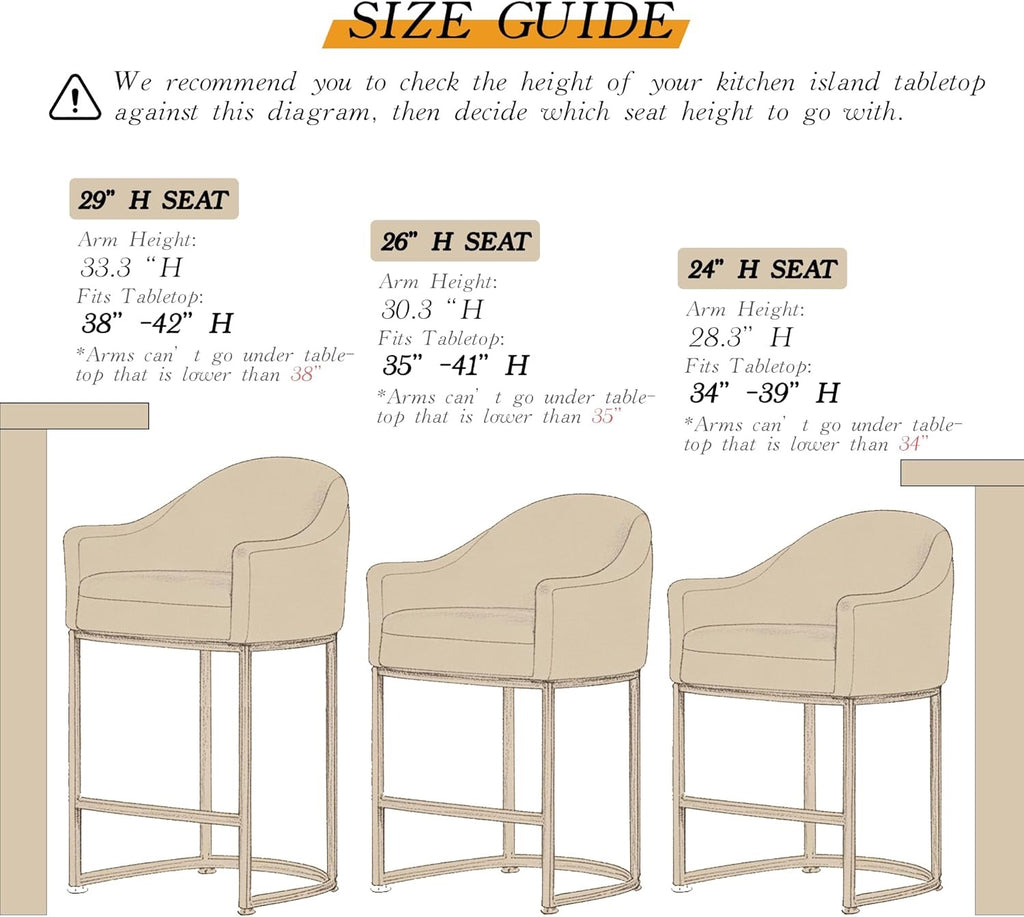 Counter Height Barrel Bar Stools Set of 3 Off White Linen | Modern Upholstered Kitchen Island Chairs with Gold Frame
