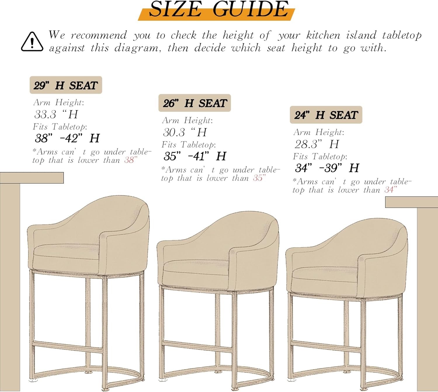 Counter Height Barrel Bar Stools Set of 3 Off White Linen | Modern Upholstered Kitchen Island Chairs with Gold Frame