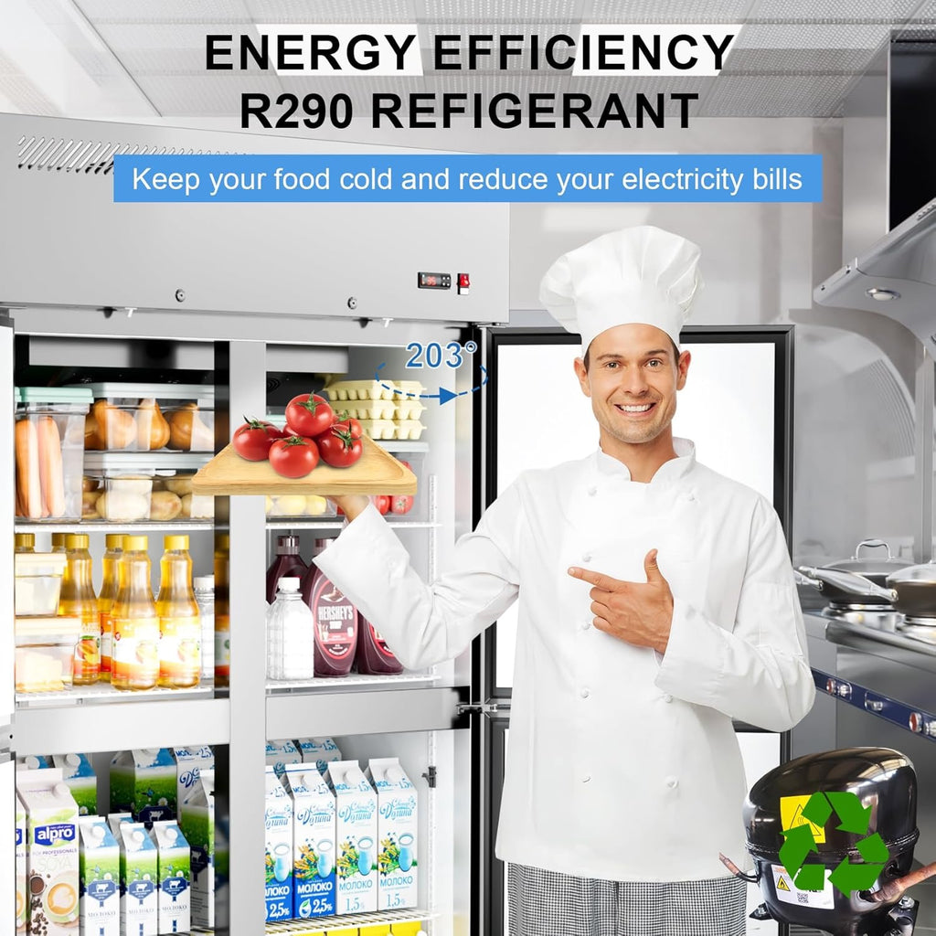 48" Commercial Stainless Steel Reach-In Refrigerator | 4-Door Upright Fridge, 36 Cu. Ft.