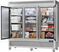 Coolake 82" Commercial Reach-In Freezer | 3-Door Stainless Steel Upright Freezer, 72 Cu. Ft.