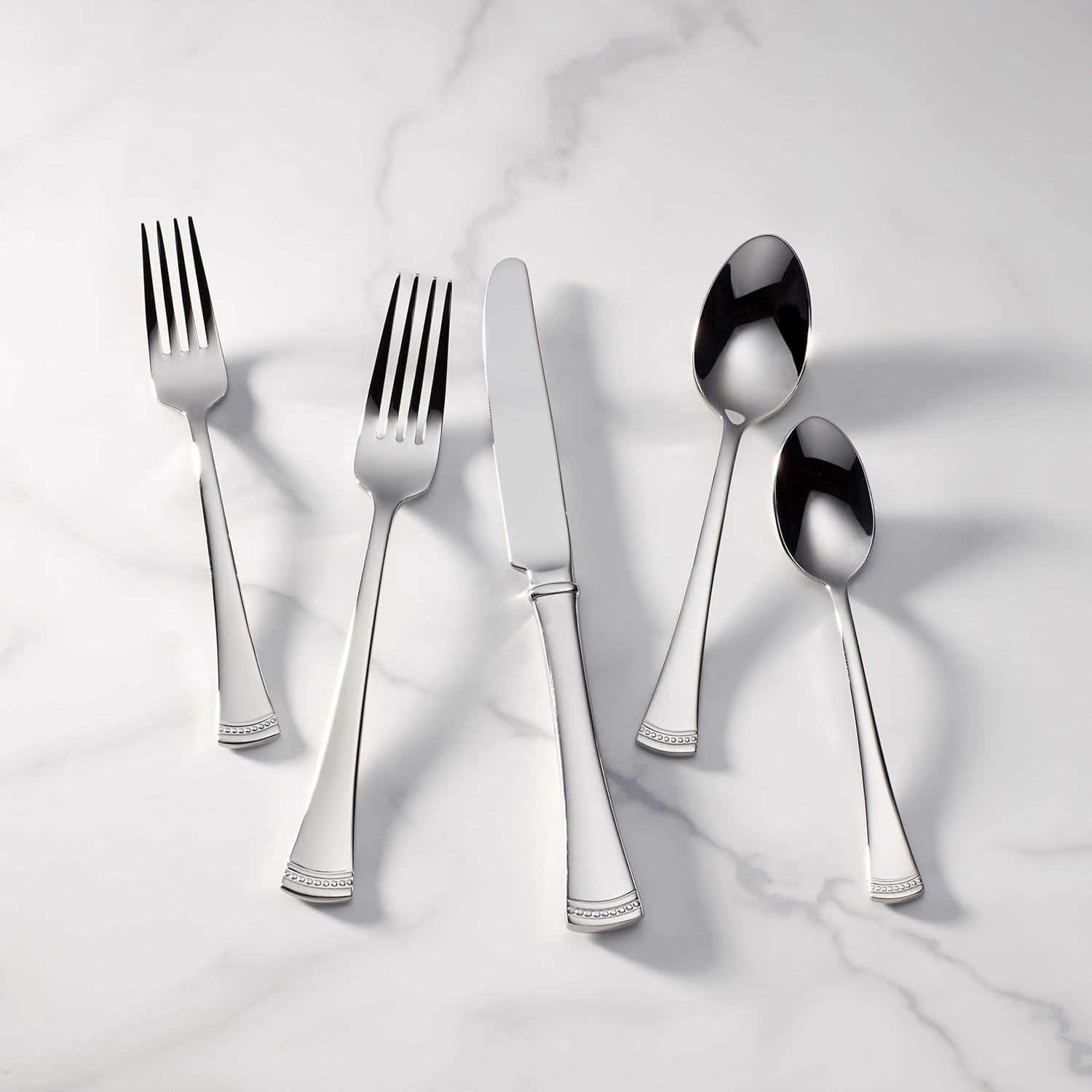 Lenox Portola 65-Piece Flatware Set | 18/10 Stainless Steel Silverware Set for 12 with Serving Utensils (Classic Elegant Cutlery Set)