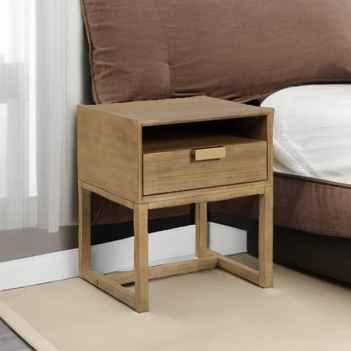 Nathan James Luke Modern Nightstand | Light Brown Wood Side Table with Storage Drawer