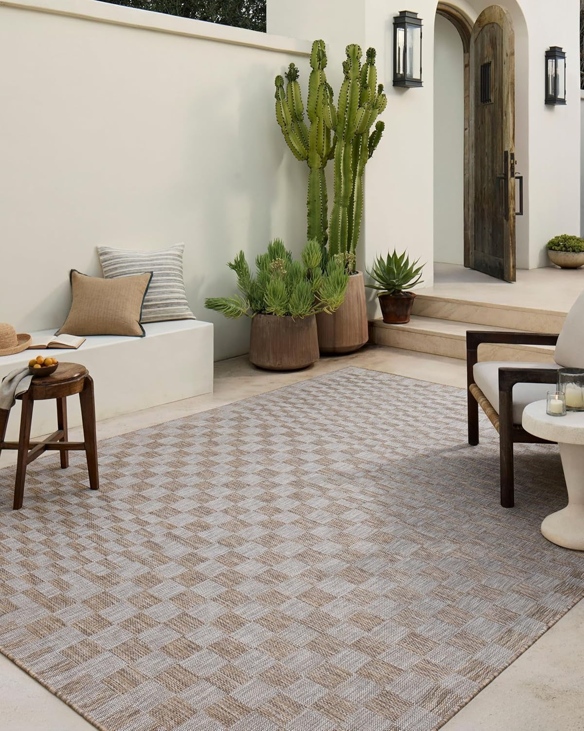 Loloi Amber Lewis Topanga TOP-03 Indoor/Outdoor Area Rug | Natural & Dove 6'7" x 9'4"
