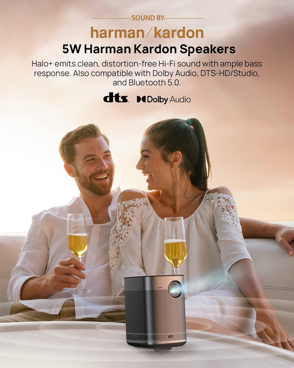 XGIMI Halo+ 1080P Portable Projector | 700 ISO Lumens Smart Projector with Harman Kardon Speakers