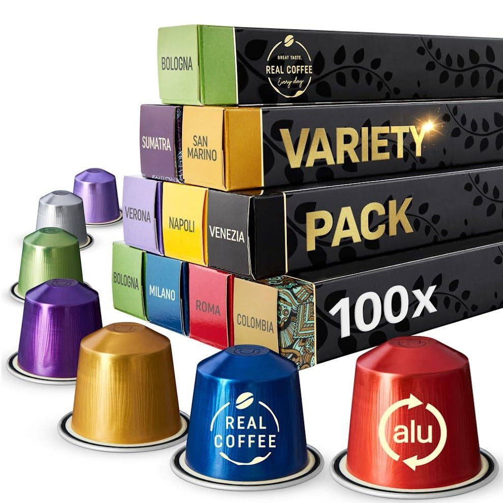 Nespresso Compatible Mixed Variety Coffee Pods (100 Count) | Italian Aluminum Capsules