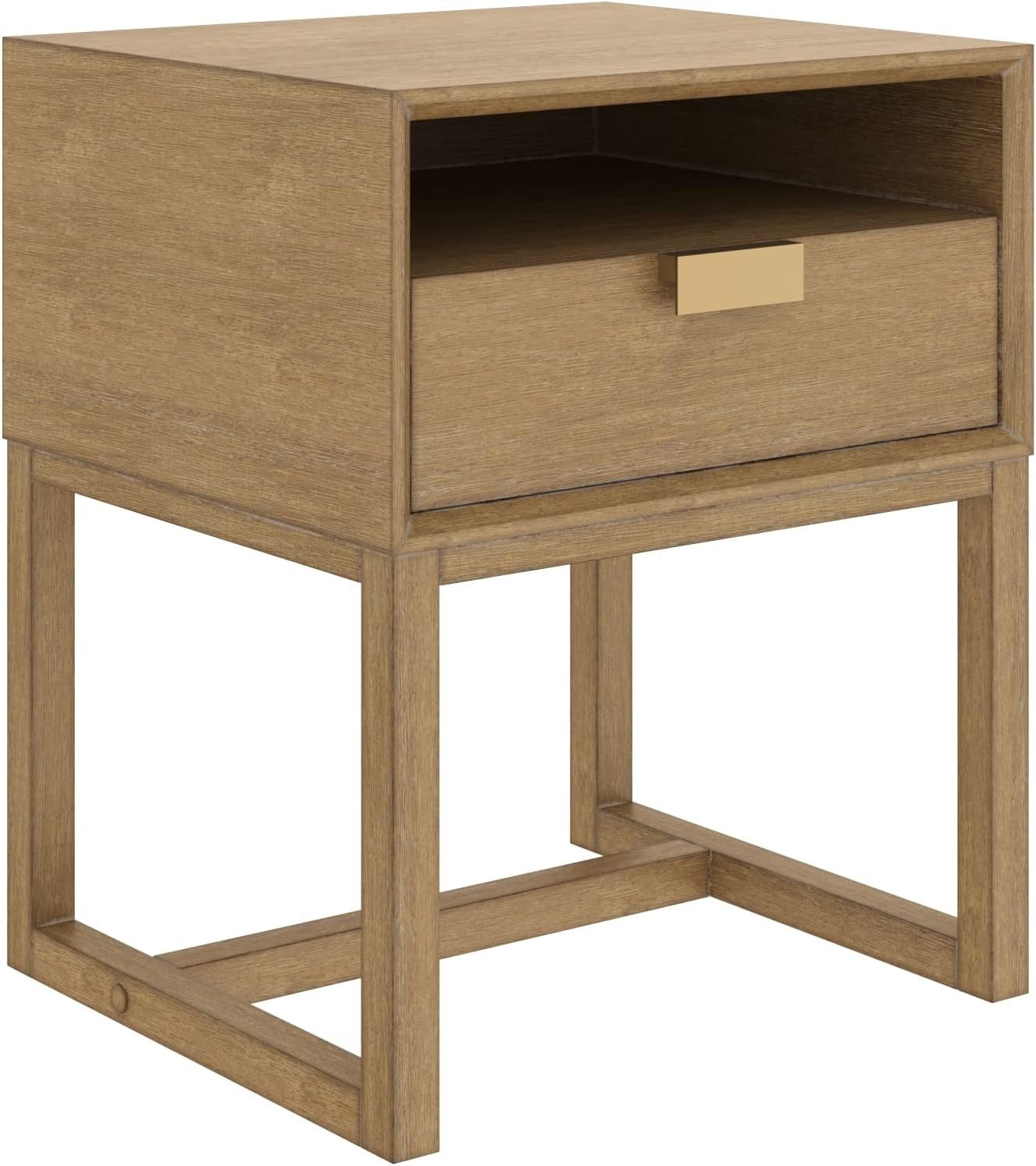 Nathan James Luke Modern Nightstand | Light Brown Wood Side Table with Storage Drawer