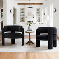COLAMY Velvet Accent Chairs Set of 2 | Modern Upholstered Barrel Chairs Black Comfy Side Armchairs for Living Room Bedroom