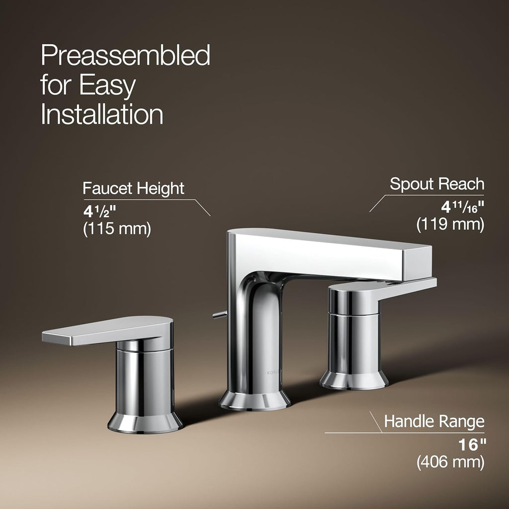 Kohler Taut® 8" Widespread Bathroom Faucet | Polished Chrome 1.2 GPM
