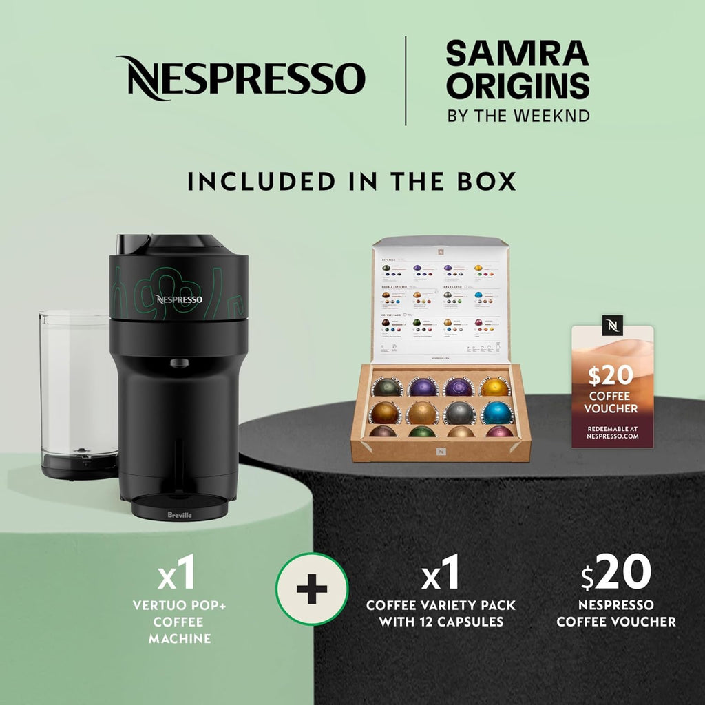 Nespresso Vertuo Pop+ Coffee & Espresso Maker by Breville | Samra Origins Edition (Metad Green)