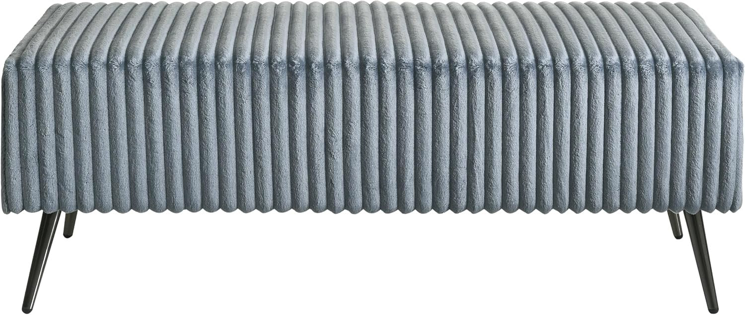 Blue Corduroy King Bed Set with Nightstands & Bench | Upholstered Panel Bed Bedroom Set