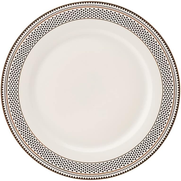 Karaca Globe 24 Piece Dinnerware Set for 6 | Modern Porcelain Plates Bowls Set White Black Geometric Design