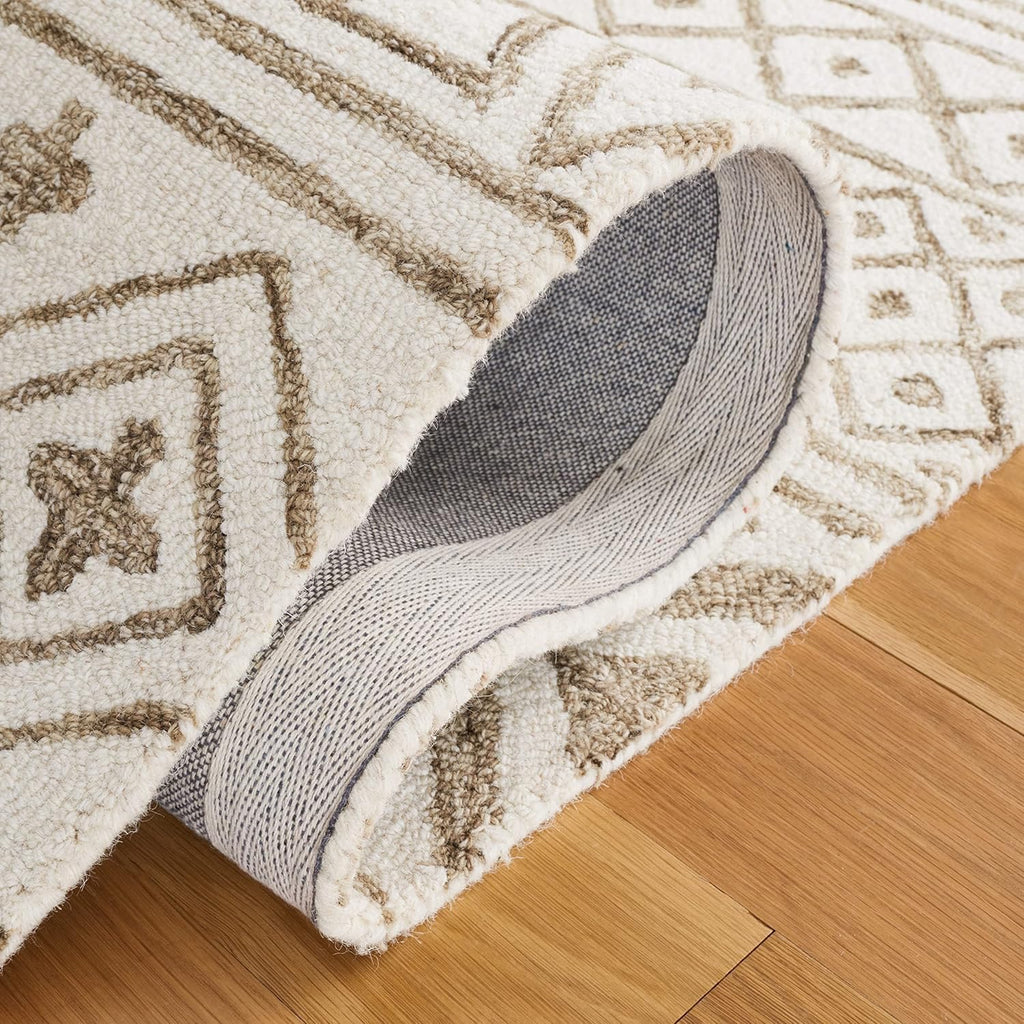 SAFAVIEH Metro MET353W Handmade Wool Area Rug | Ivory & Sage 5' x 8'