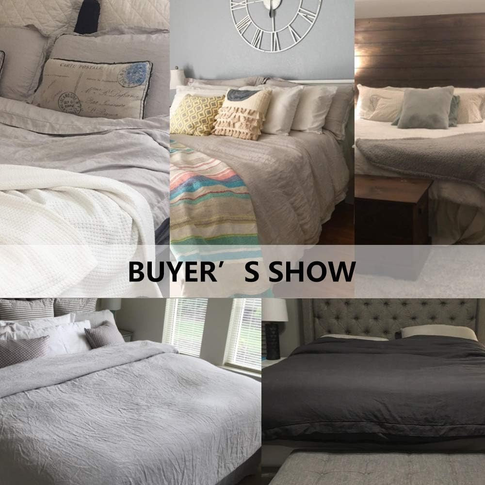 Simple&Opulence Washed Linen Duvet Cover Set | Natural Linen King 3-Piece Embroidered Bedding