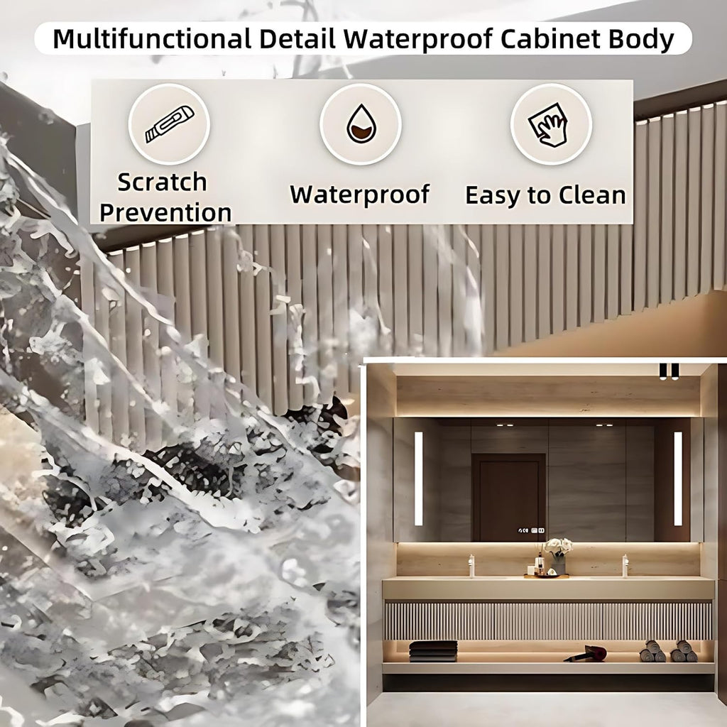 Genpai 88" Modern Floating Bathroom Vanity with Double Sinks | Smart LED Mirror & Defog System | Wall-Mounted Storage