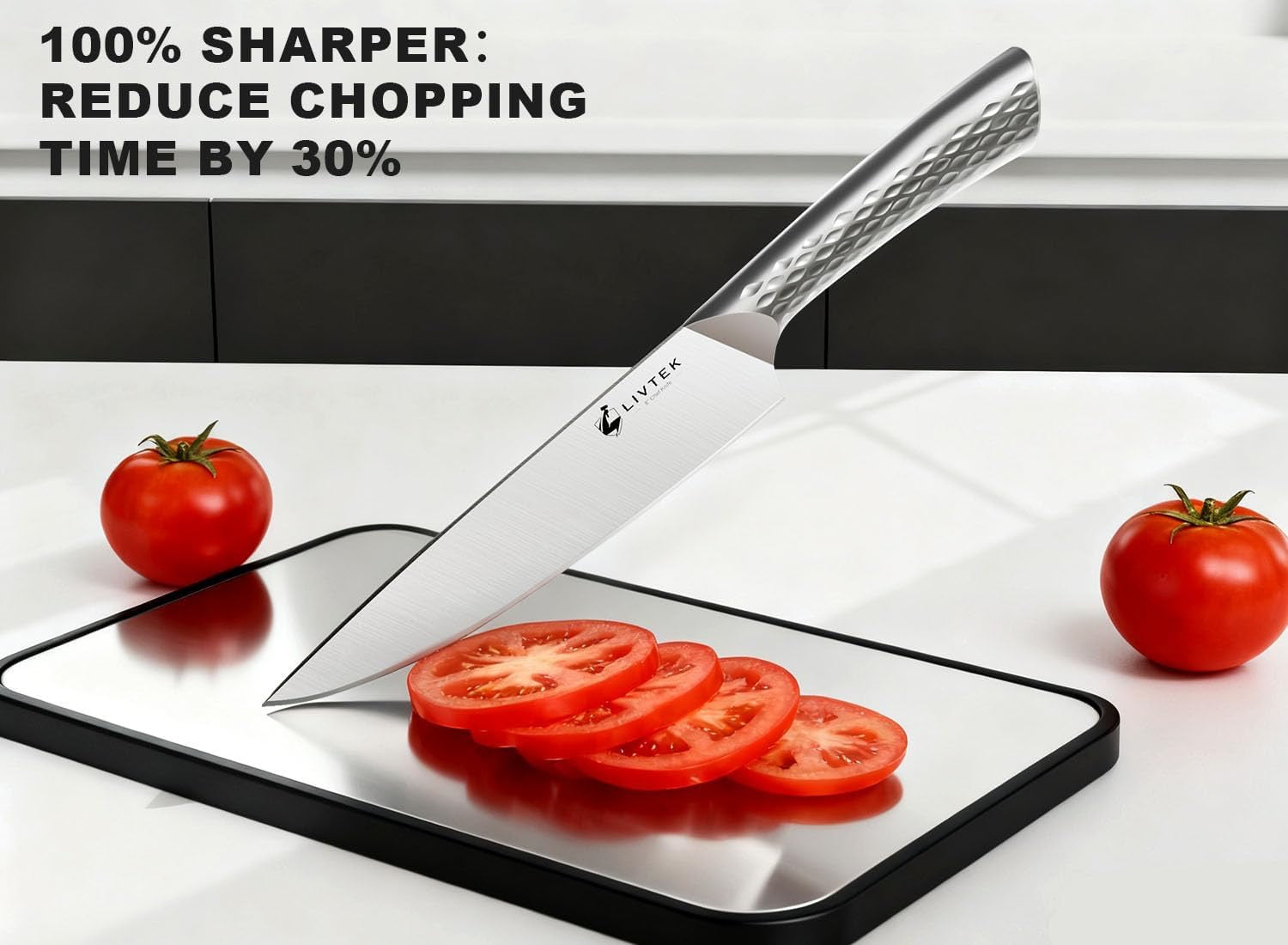 Livtek Galaxy Series 15-Piece Knife Set with Block | German High-Carbon Stainless Steel with Built-In Sharpener