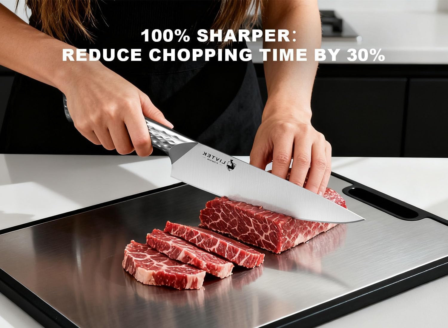 Livtek Galaxy Series 15-Piece Knife Set with Block | German High-Carbon Stainless Steel with Built-In Sharpener