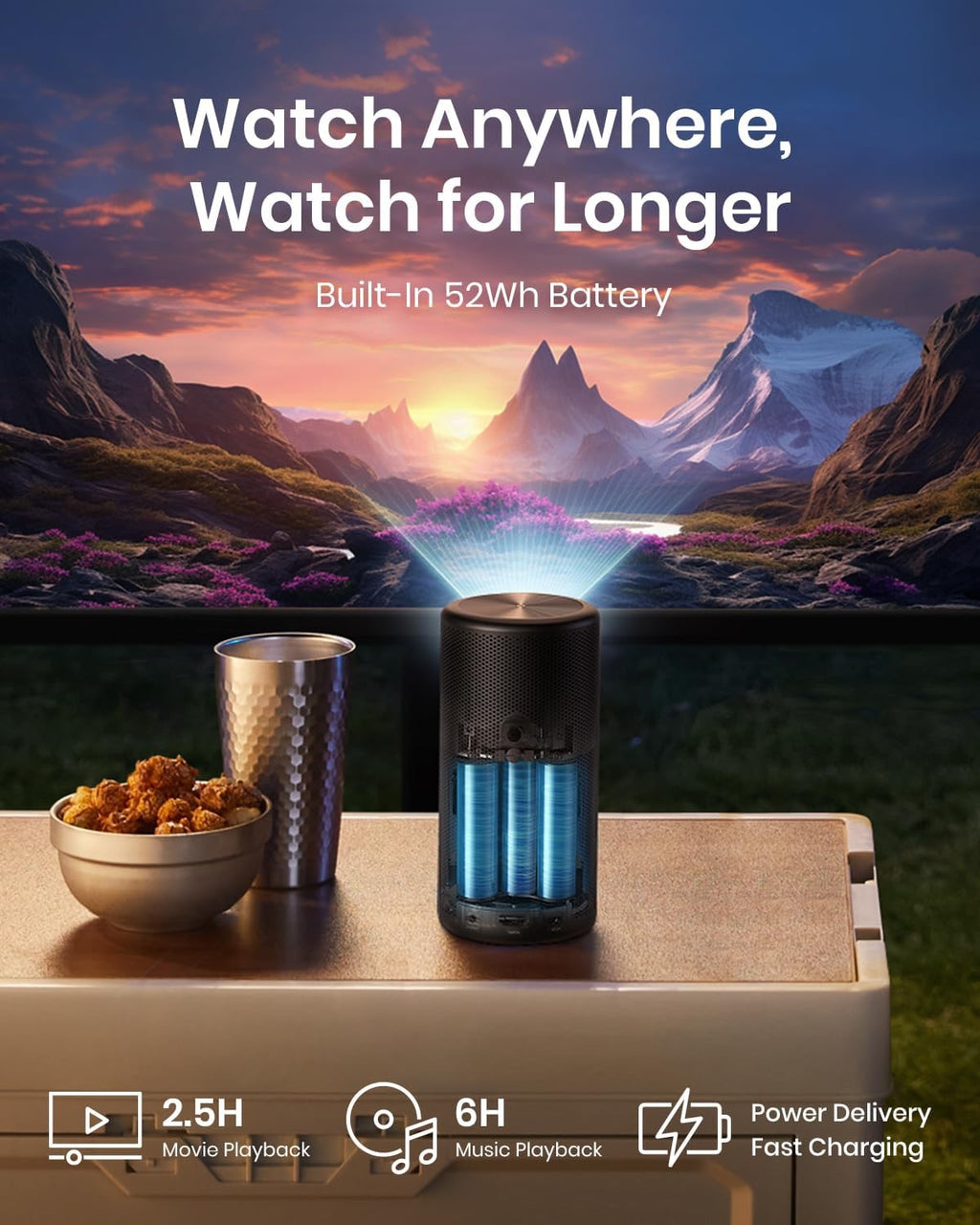 Anker Nebula Capsule 3 Laser Portable Projector | Smart Mini Projector with Google TV & Dolby Digital
