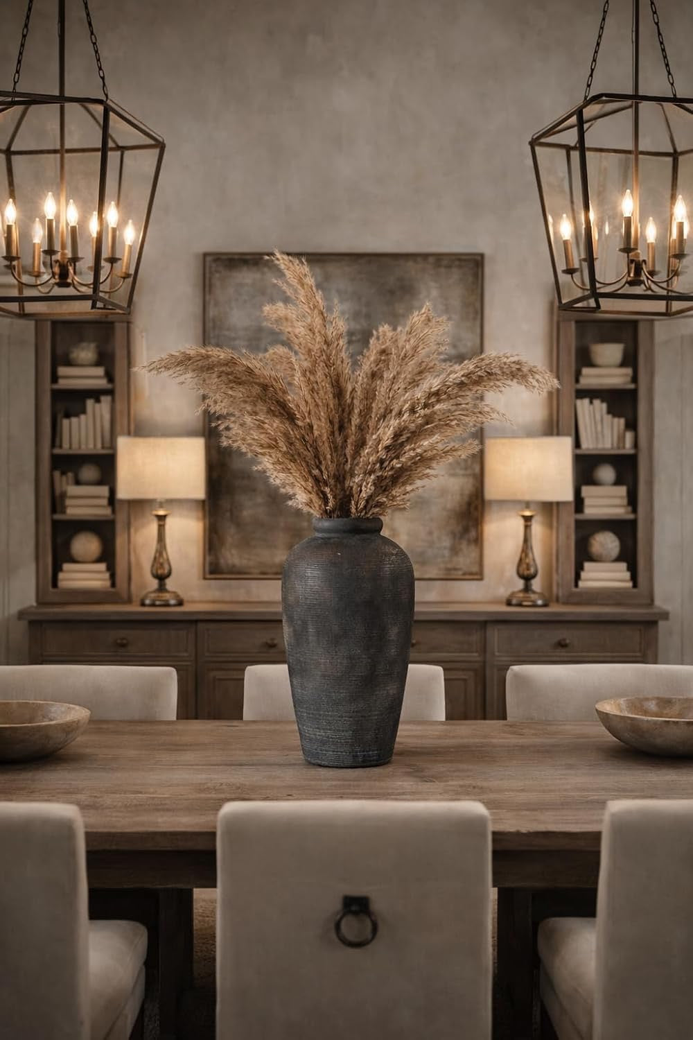 Large Ceramic Rustic Vase (11”) | Minimalist Farmhouse Decorative Vase, Bronze Finish