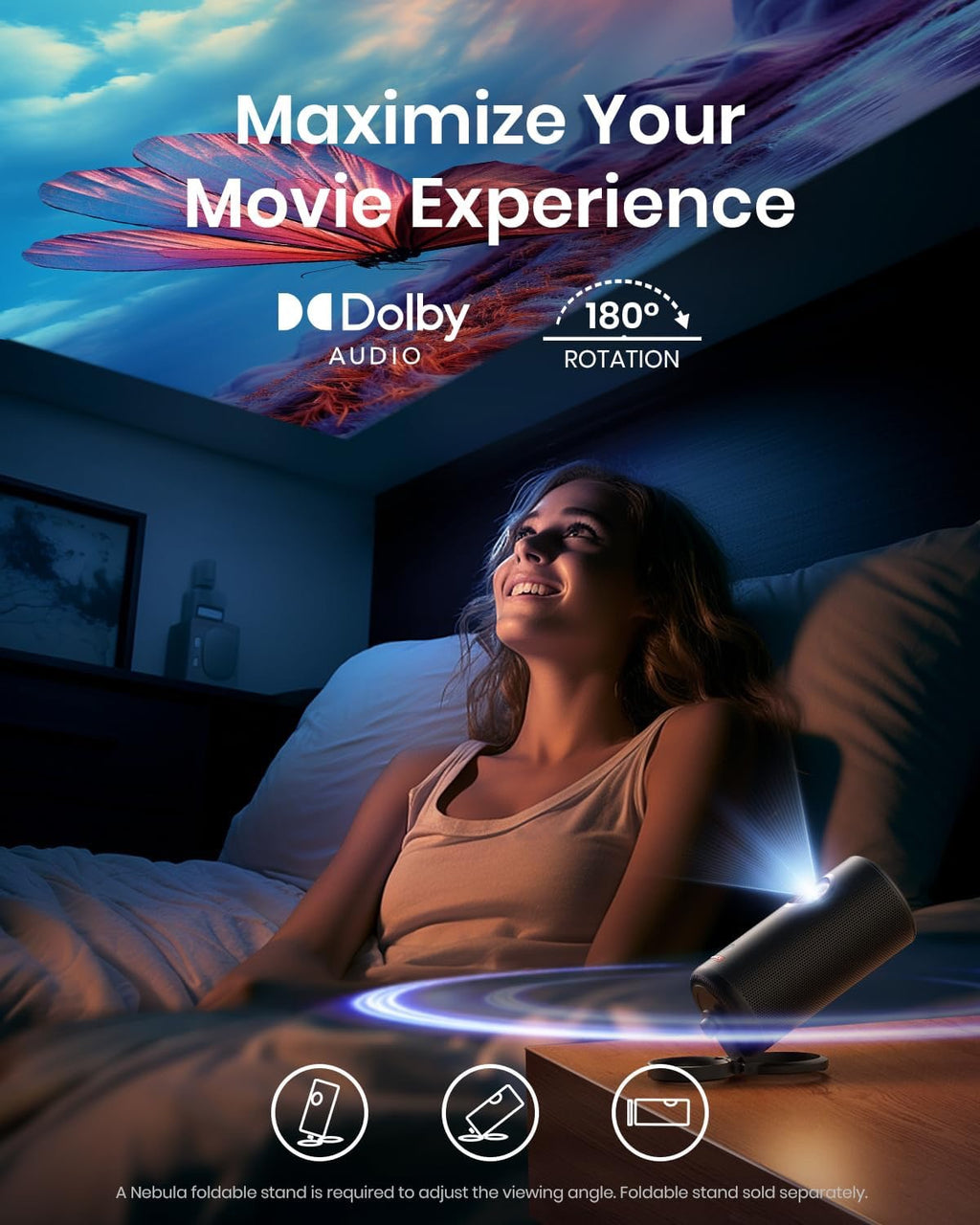 Anker Nebula Capsule 3 Laser Portable Projector | Smart Mini Projector with Google TV & Dolby Digital