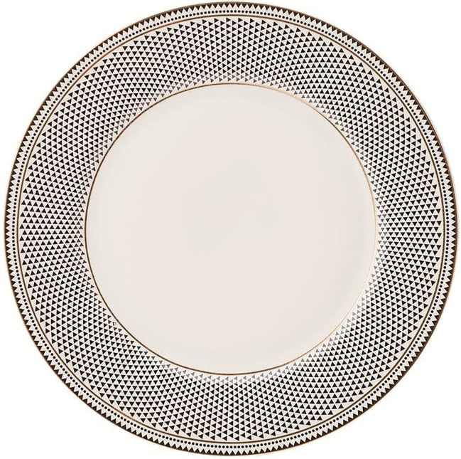 Karaca Globe 24 Piece Dinnerware Set for 6 | Modern Porcelain Plates Bowls Set White Black Geometric Design