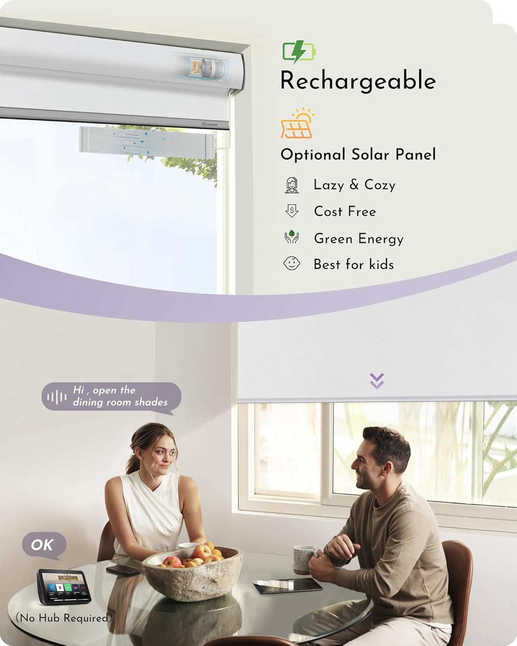 Graywind Motorized Blackout Roller Shades – Smart Window Blinds with Alexa & Google Compatibility