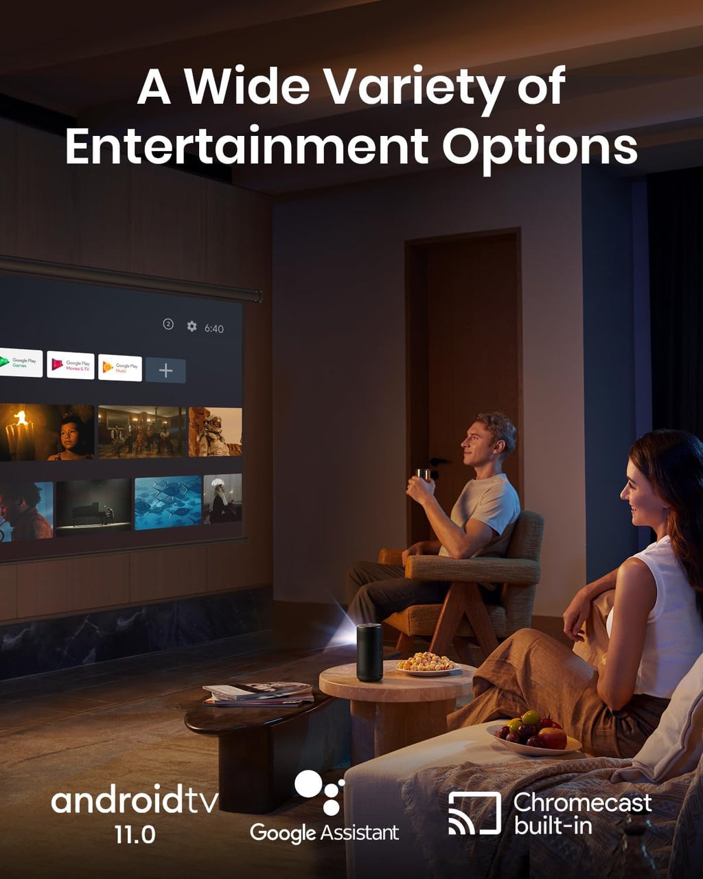 Anker Nebula Capsule 3 Laser Portable Projector | Smart Mini Projector with Google TV & Dolby Digital