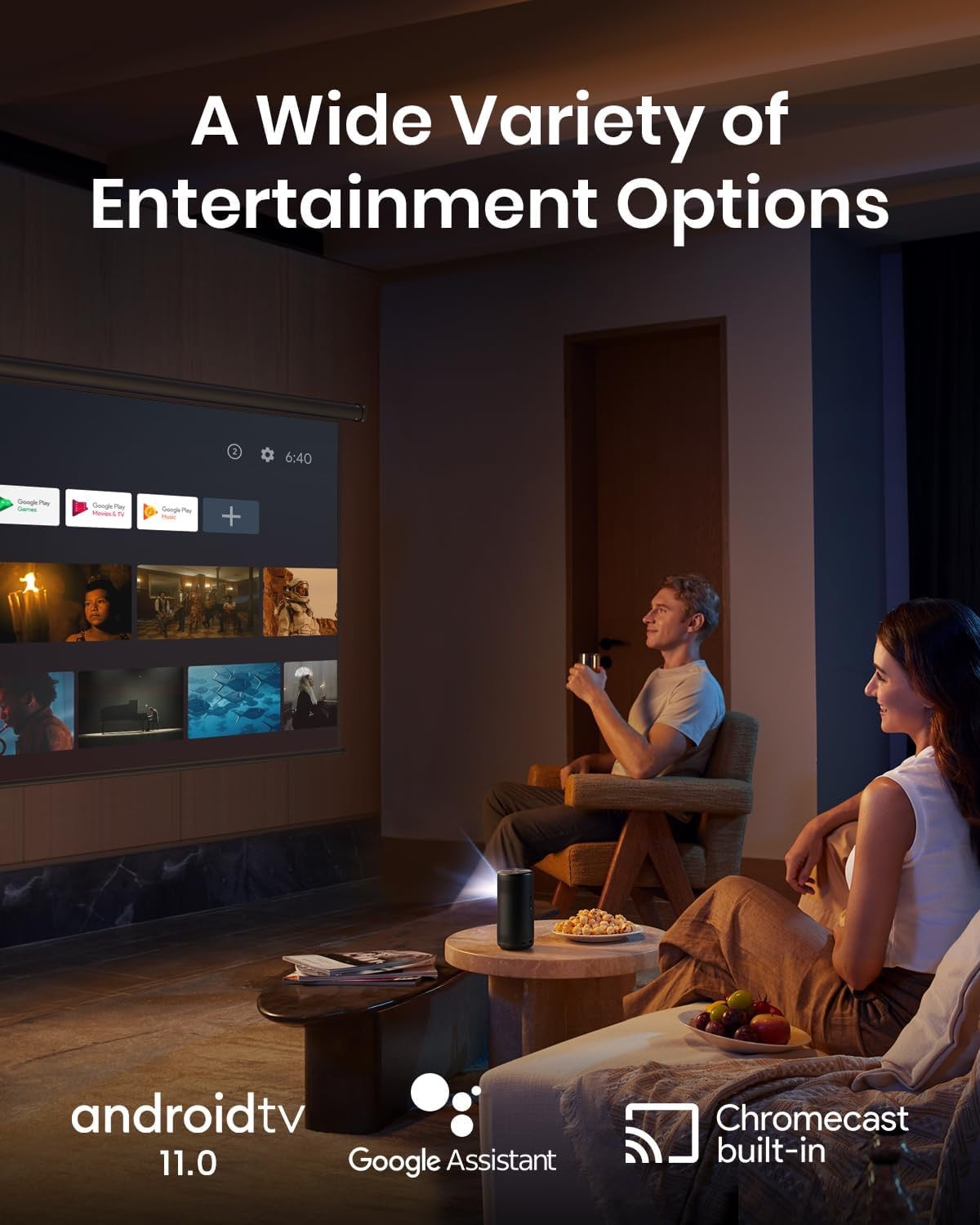 Anker Nebula Capsule 3 Laser Portable Projector | Smart Mini Projector with Google TV & Dolby Digital