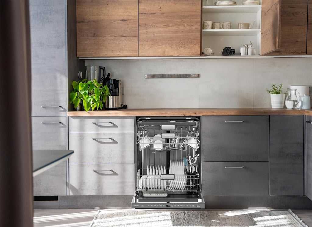SHARP SDW6767HS Smart Dishwasher | Alexa Compatible with LED Interior & Adjustable Third Rack (Stainless Steel)