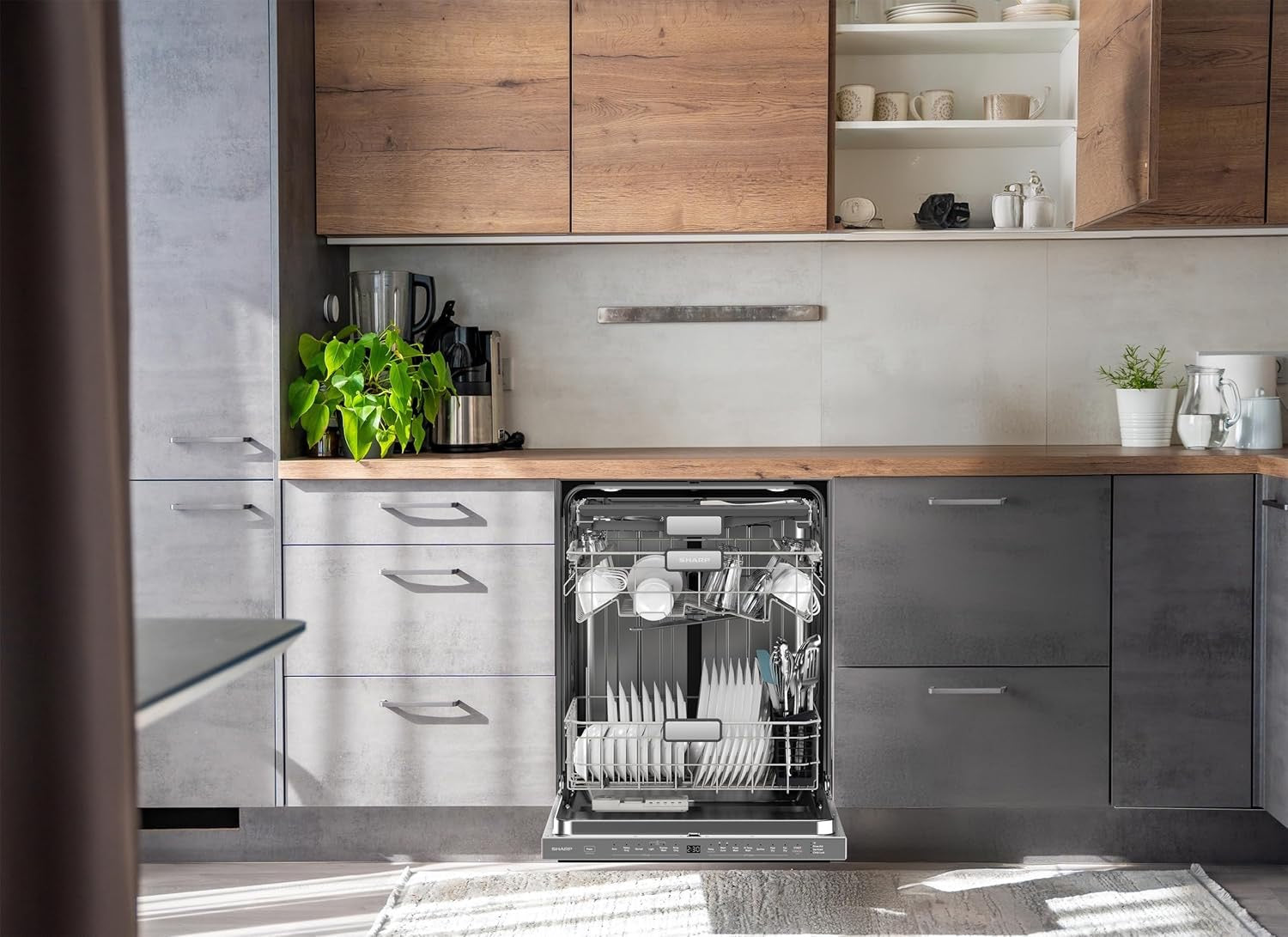 SHARP SDW6767HS Smart Dishwasher | Alexa Compatible with LED Interior & Adjustable Third Rack (Stainless Steel)