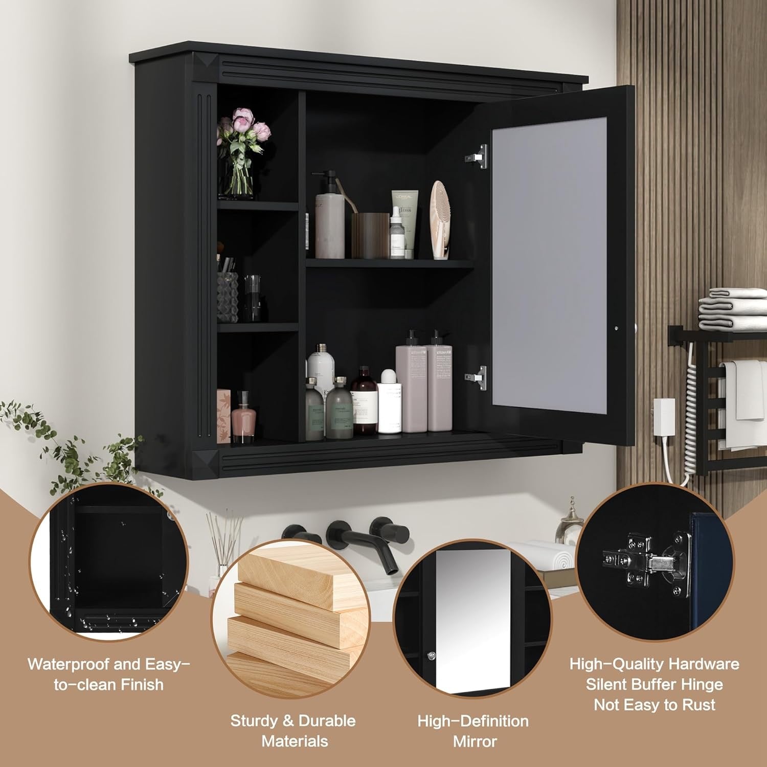Merax 36" Bathroom Vanity with Sink & Matching Mirror | Solid Wood Storage Cabinet