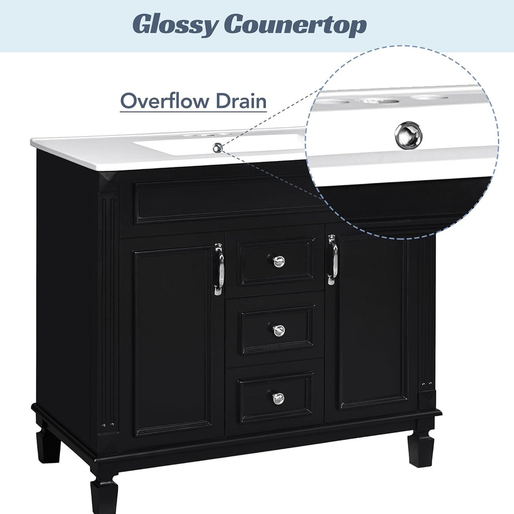 Merax 36" Bathroom Vanity with Sink & Matching Mirror | Solid Wood Storage Cabinet