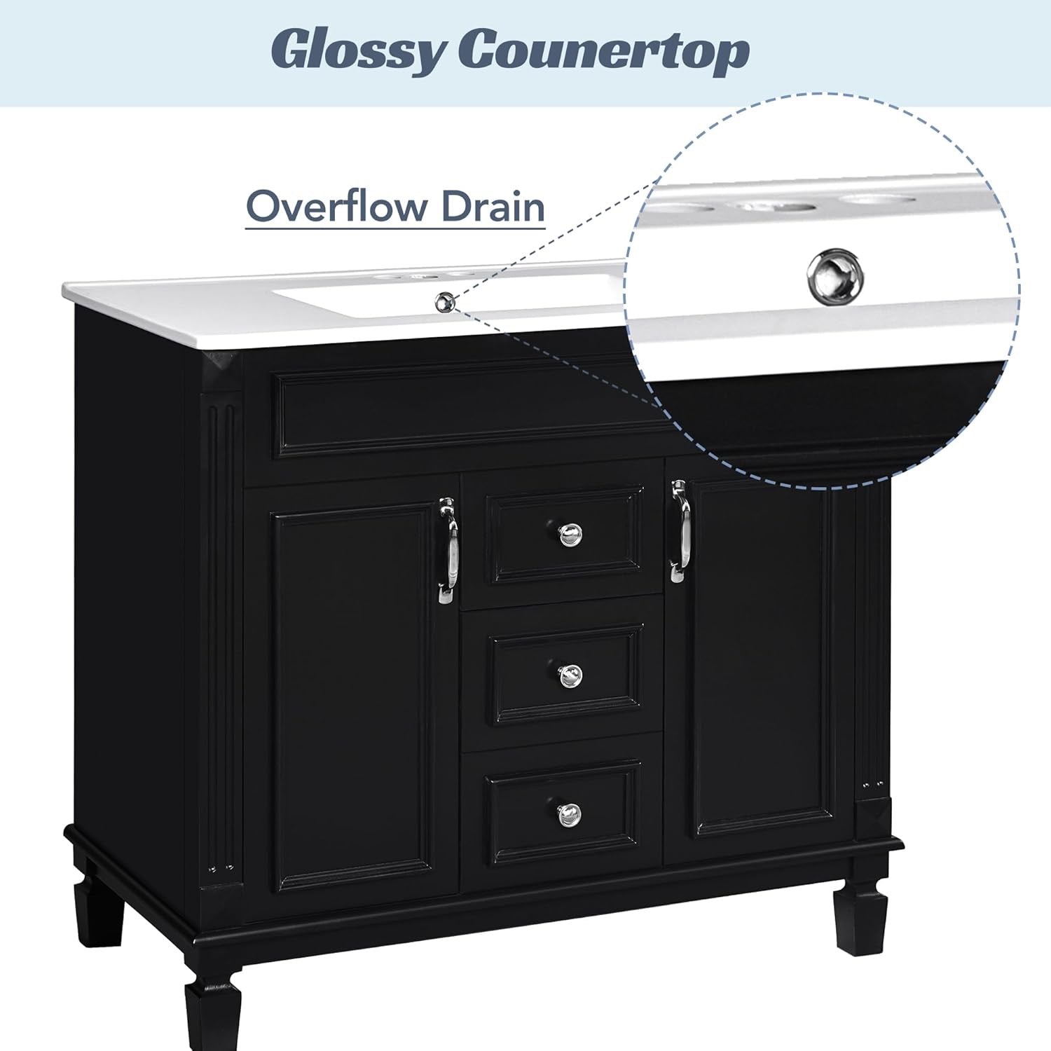 Merax 36" Bathroom Vanity with Sink & Matching Mirror | Solid Wood Storage Cabinet