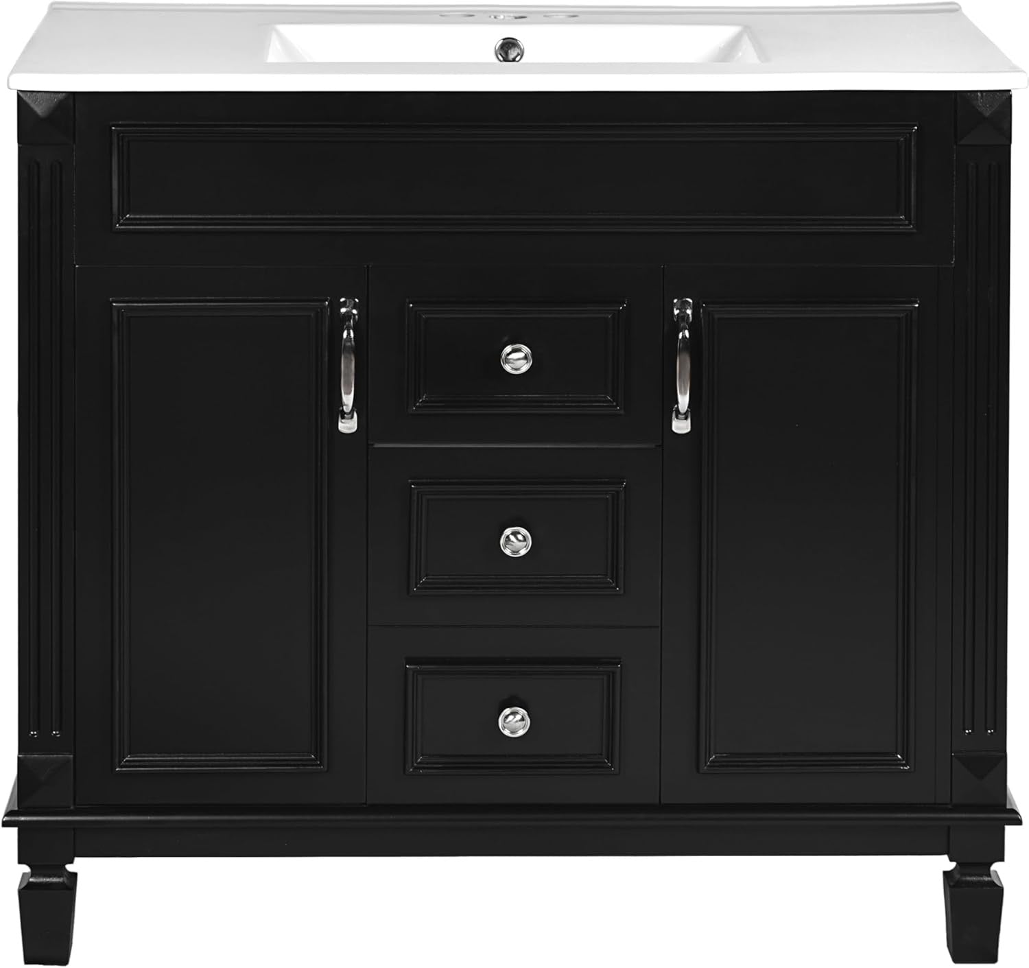 Merax 36" Bathroom Vanity with Sink & Matching Mirror | Solid Wood Storage Cabinet