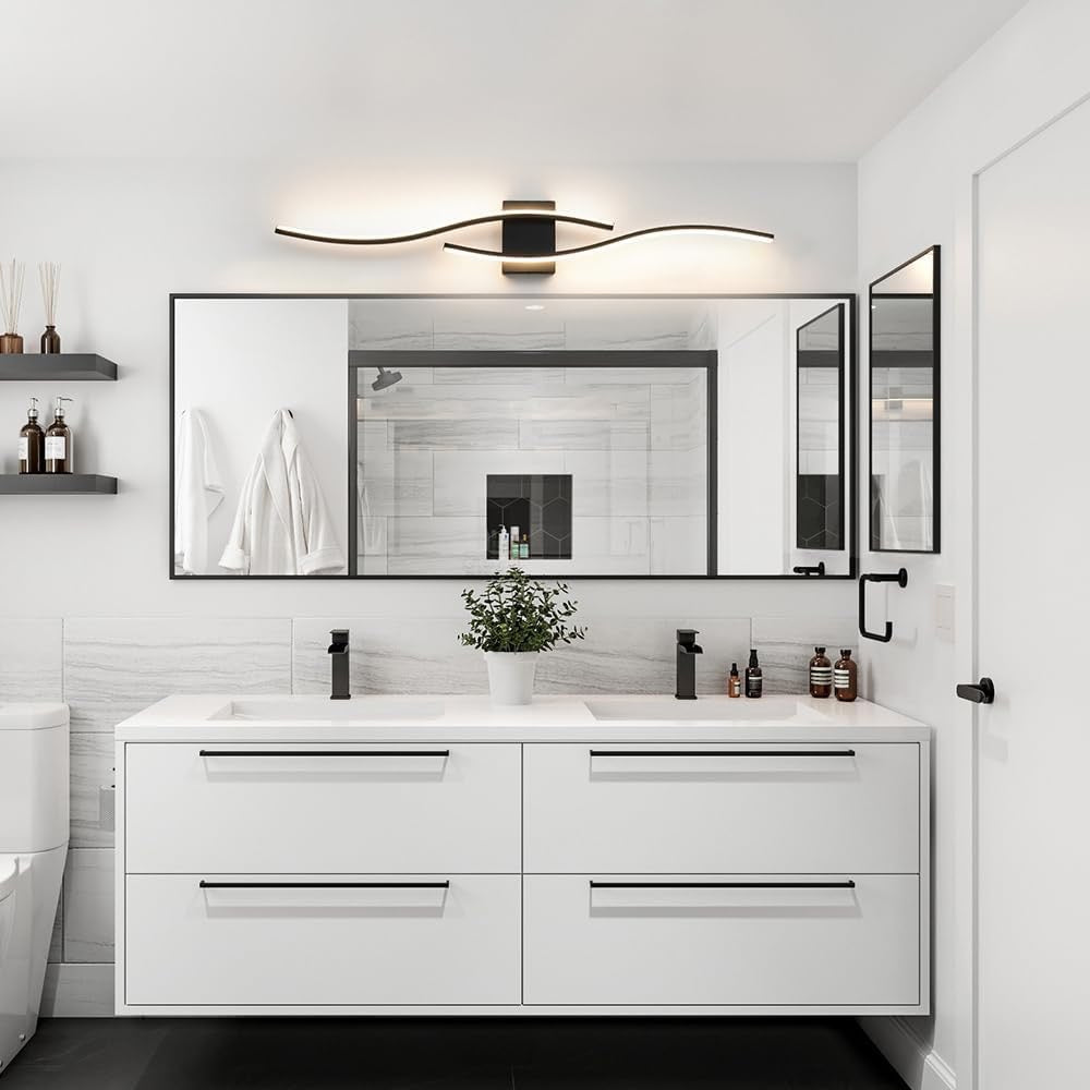 Daunton 40.5" Black LED Vanity Light | Dimmable Modern Wall Sconce with Remote Control