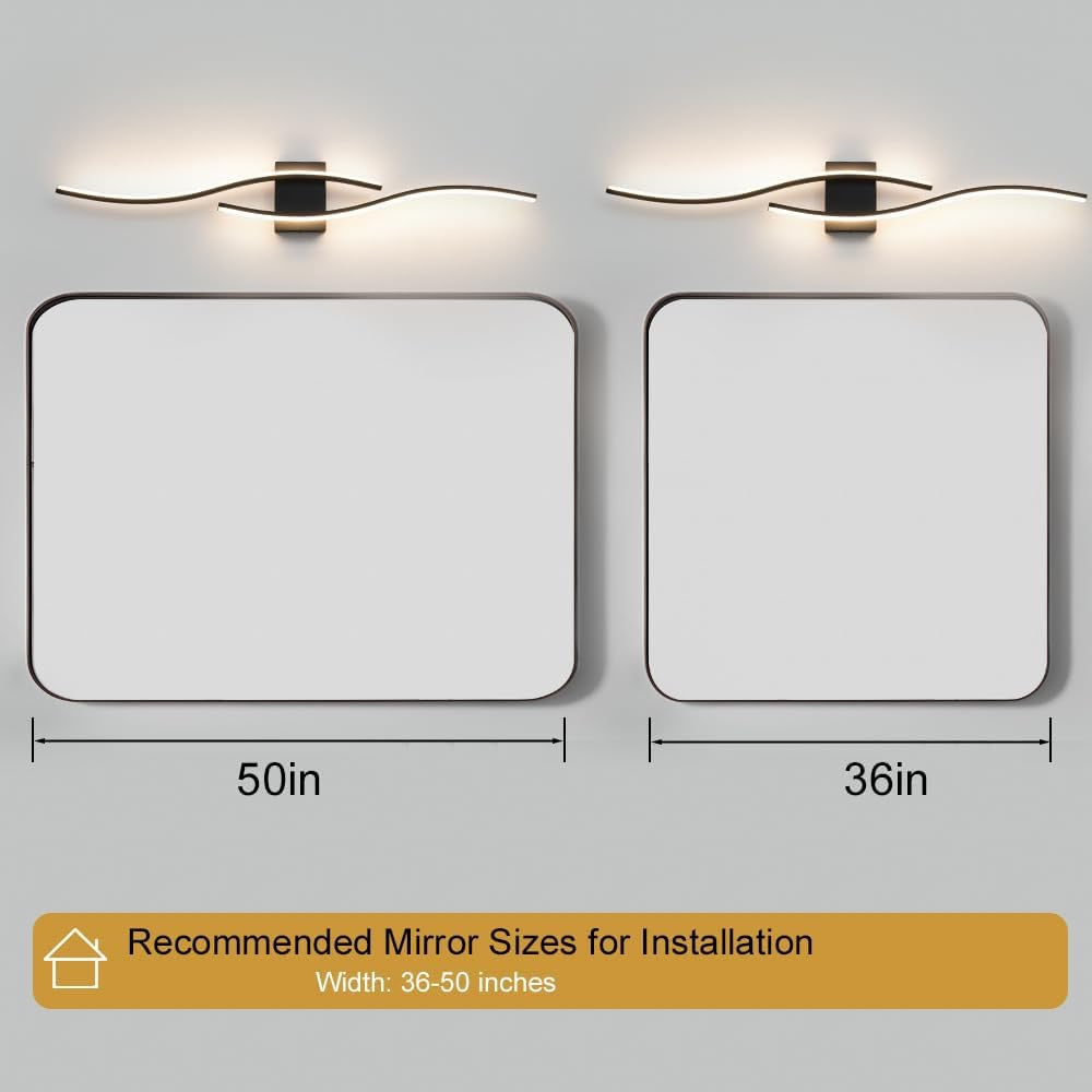 Daunton 40.5" Black LED Vanity Light | Dimmable Modern Wall Sconce with Remote Control