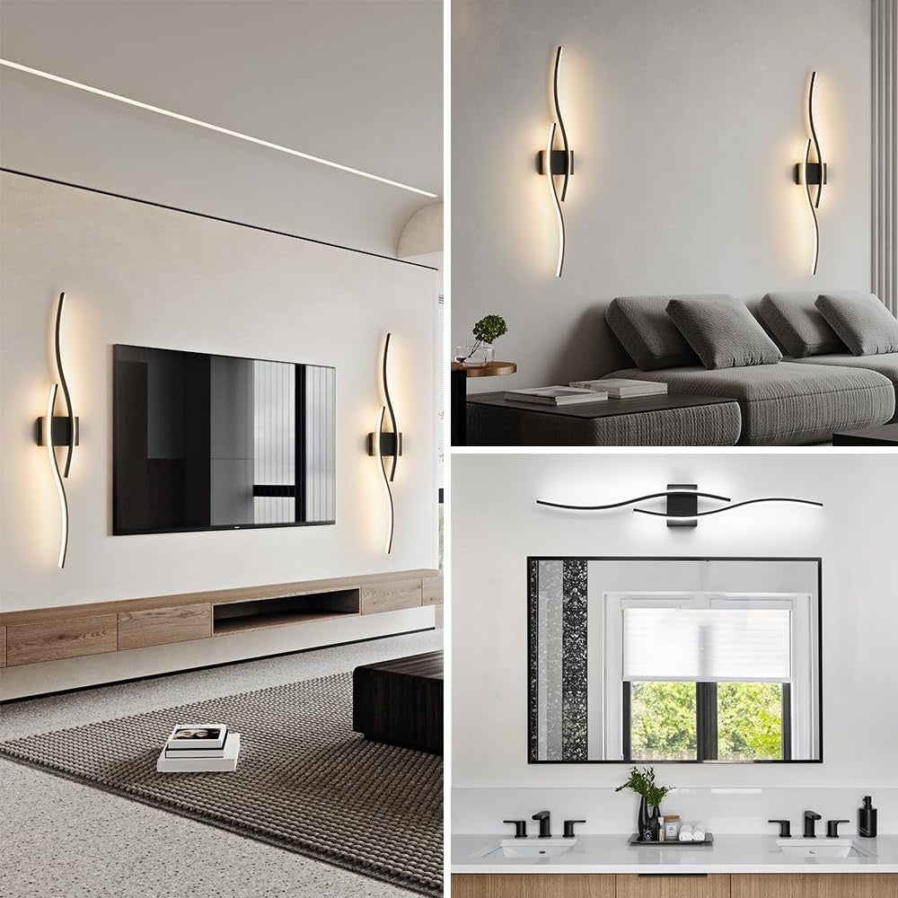 Daunton 40.5" Black LED Vanity Light | Dimmable Modern Wall Sconce with Remote Control
