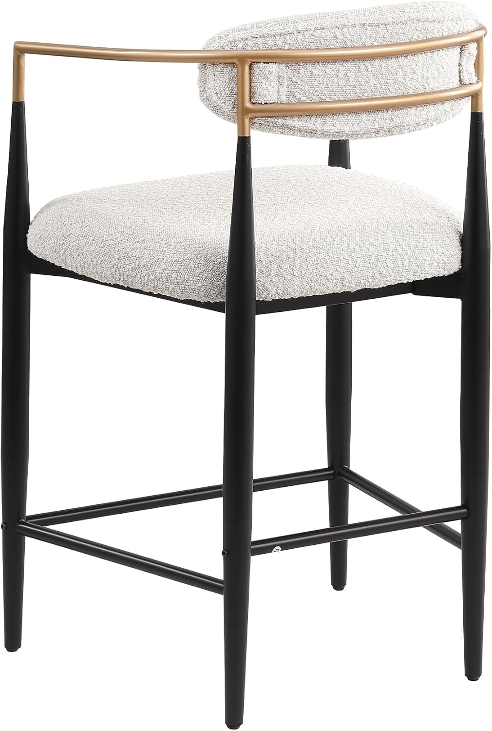 Morden Fort Counter Height Bar Stools Set of 2 | Upholstered Kitchen Island Chairs with Gold Arms & Black Legs