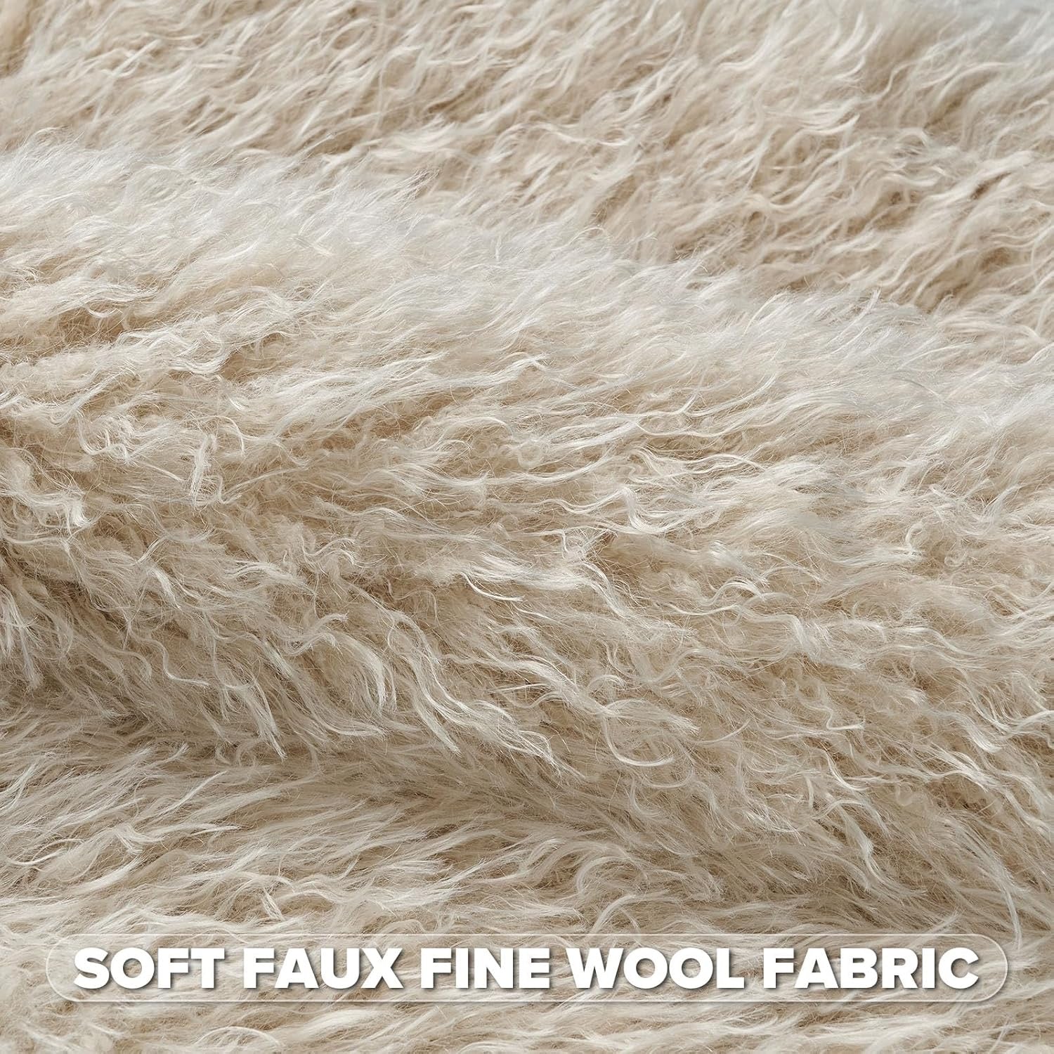 FUTEI Faux Wool Decorative Pillow Covers Set of 2 | Beige Textured Throw Pillow Covers – 18x18