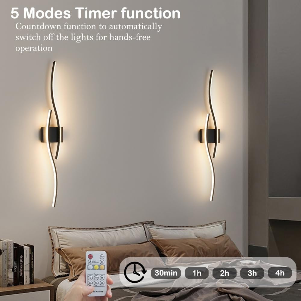 Daunton 40.5" Black LED Vanity Light | Dimmable Modern Wall Sconce with Remote Control