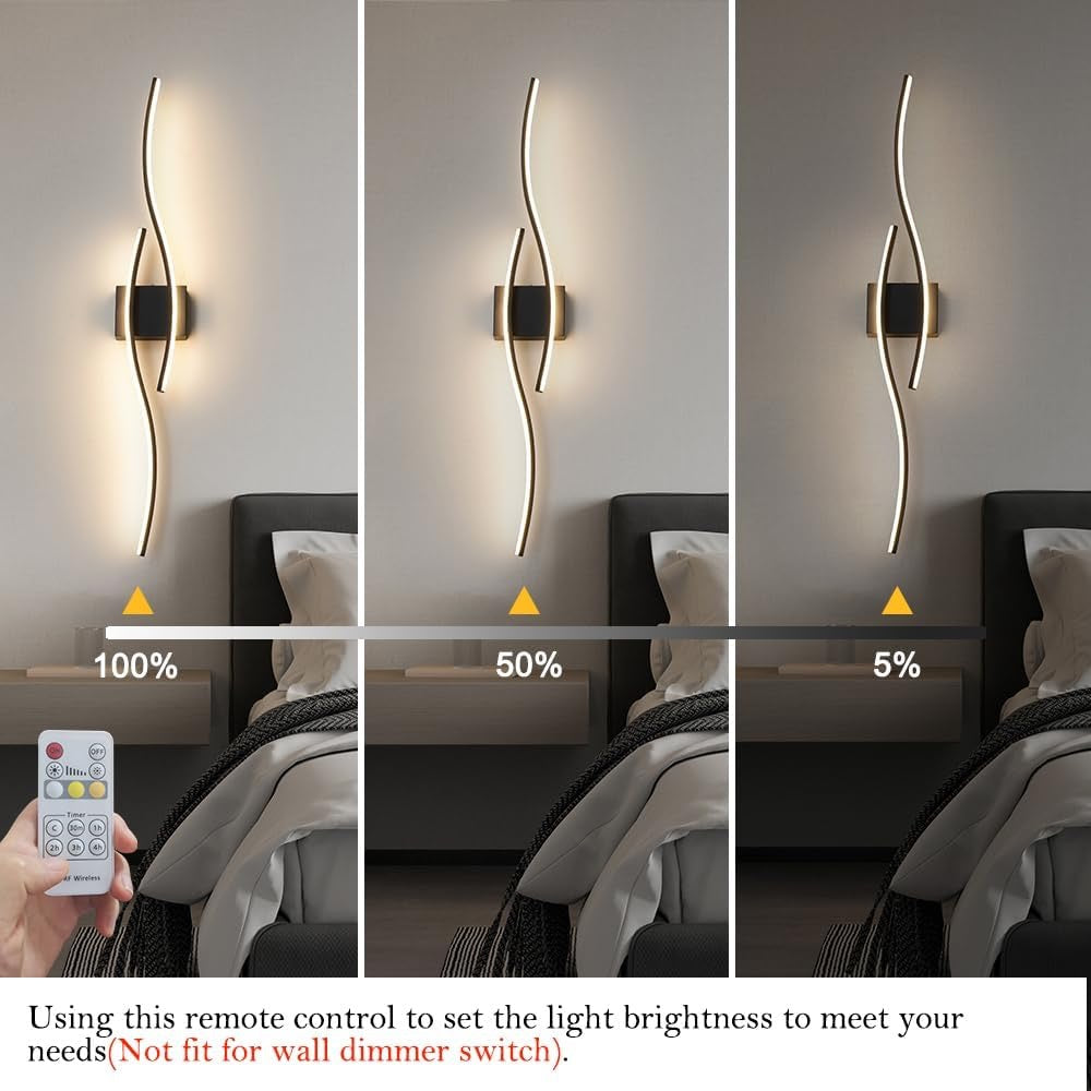Daunton 40.5" Black LED Vanity Light | Dimmable Modern Wall Sconce with Remote Control