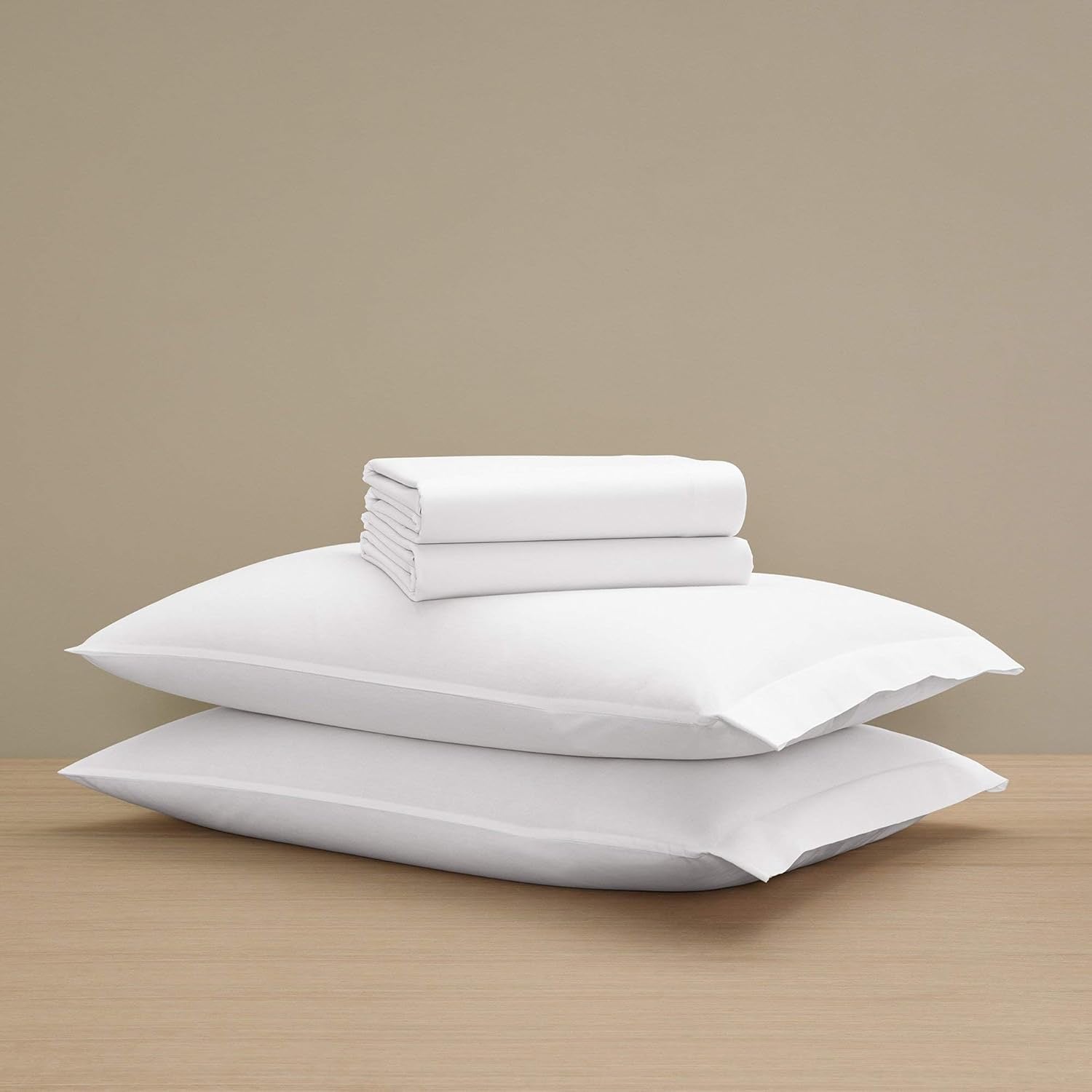H by Frette Percale Classic Queen Sheet Set | Luxury All-White Hotel Bedding