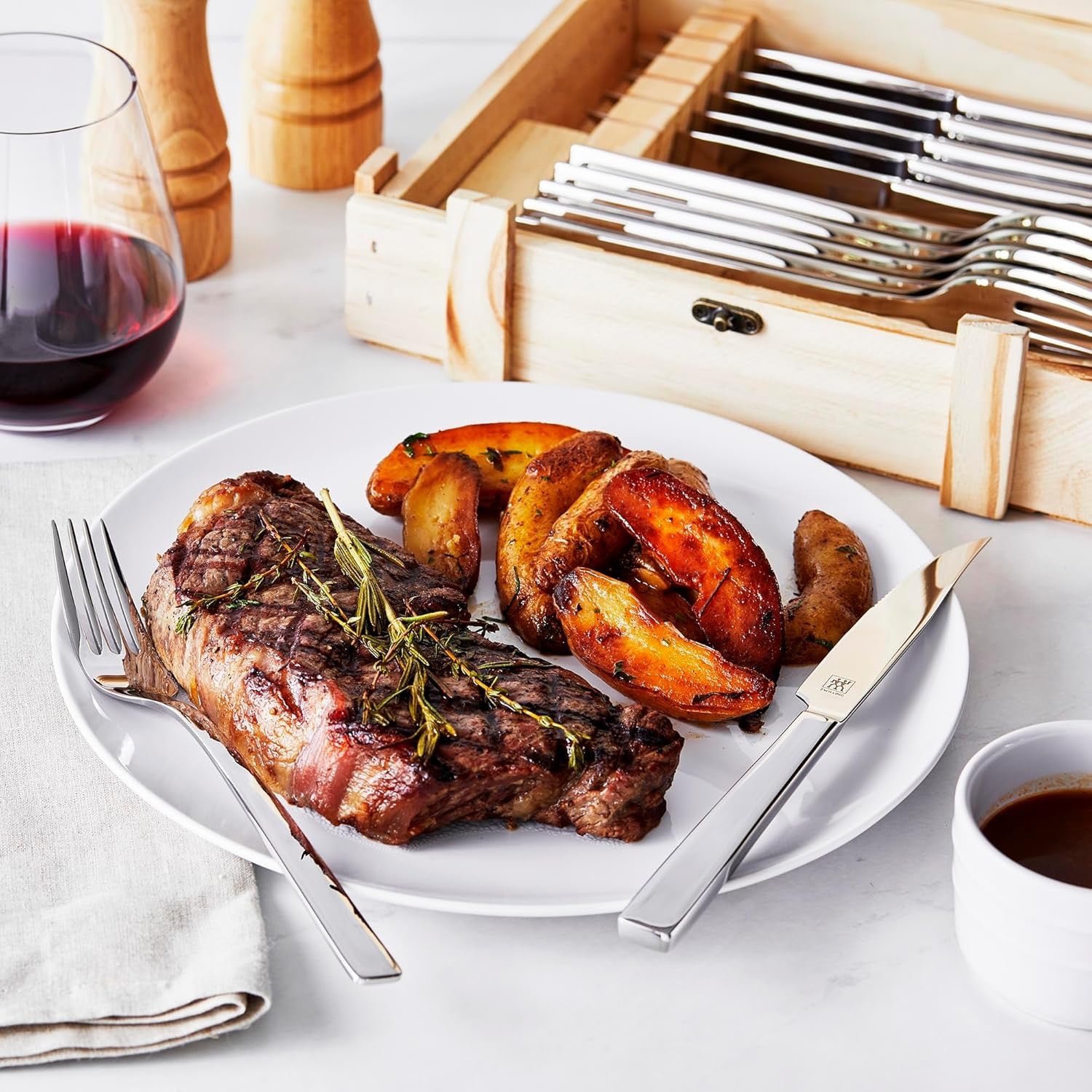 ZWILLING Steak Dinner 12-Piece Set | Stainless Steel Steak Knives & Forks with Presentation Box (Premium Steak Cutlery Gift Set)