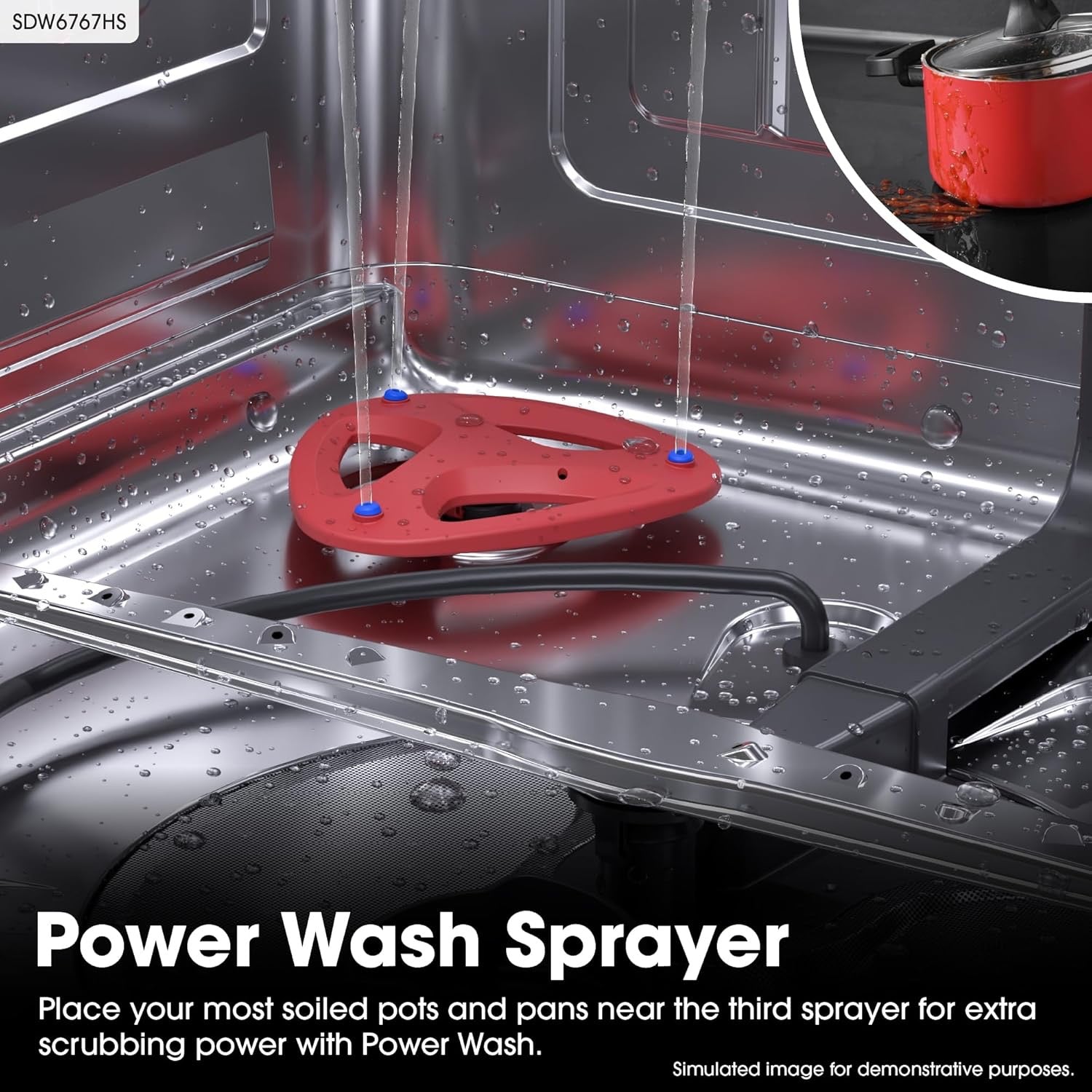 SHARP SDW6767HS Smart Dishwasher | Alexa Compatible with LED Interior & Adjustable Third Rack (Stainless Steel)