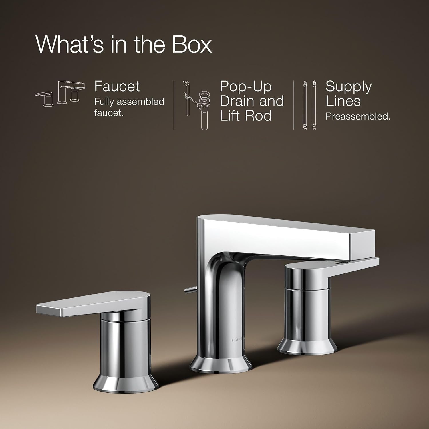 Kohler Taut® 8" Widespread Bathroom Faucet | Polished Chrome 1.2 GPM