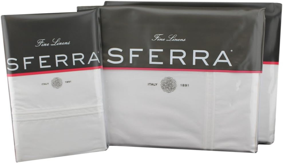 Sferra Grande Hotel Queen Sheet Set | Italian Percale Luxury Bedding with Satin Stitch