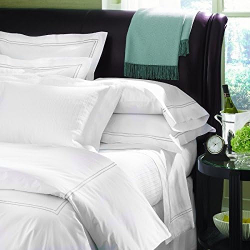 Sferra Grande Hotel Queen Sheet Set | Italian Percale Luxury Bedding with Satin Stitch