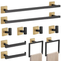 Black & Gold 10-Piece Bathroom Hardware Set | Wall-Mounted SUS304 Stainless Steel Towel Bar Collection