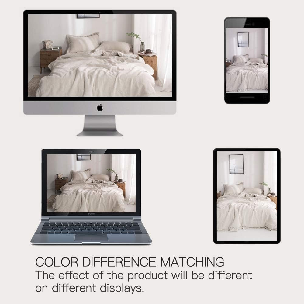 Simple&Opulence Washed Linen Duvet Cover Set | Natural Linen King 3-Piece Embroidered Bedding