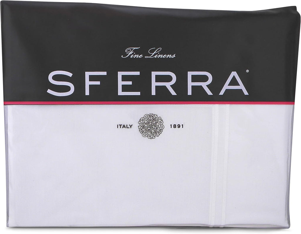 Sferra Grande Hotel Queen Sheet Set | Italian Percale Luxury Bedding with Satin Stitch